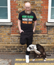 Load image into Gallery viewer, More Blacks More Dogs More Irish Tee in Irish Colours GREEN, WHITE AND ORANGE